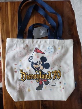 Disneyland 70th Anniversary Mickey Tote Bag - Cream & Navy